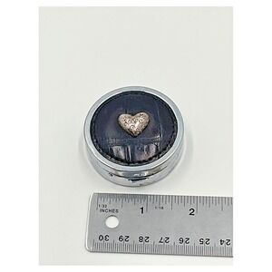 Brighton Vintage Pill Box Black Faux‎ Leather Heart Design